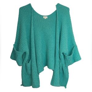POL Teal Mint Green Oversized Chunky Open Cardigan Size Large